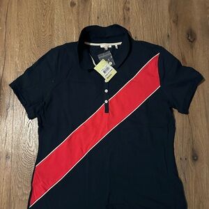 Barbour Navy Polo with Cream Accents